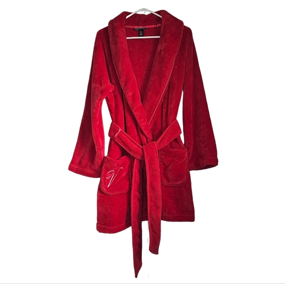 Victoria's Secret Other - Victoria's Secret Red Fleece Robe Sz M/L